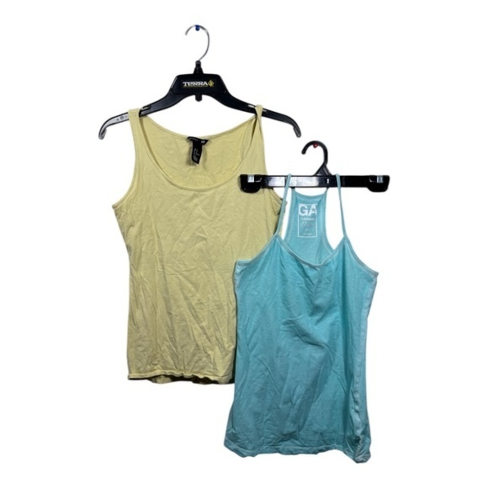 Tank Top Womens Size Medium Yellow Blue Lot of 2 Garage H&M Casual Lightweight